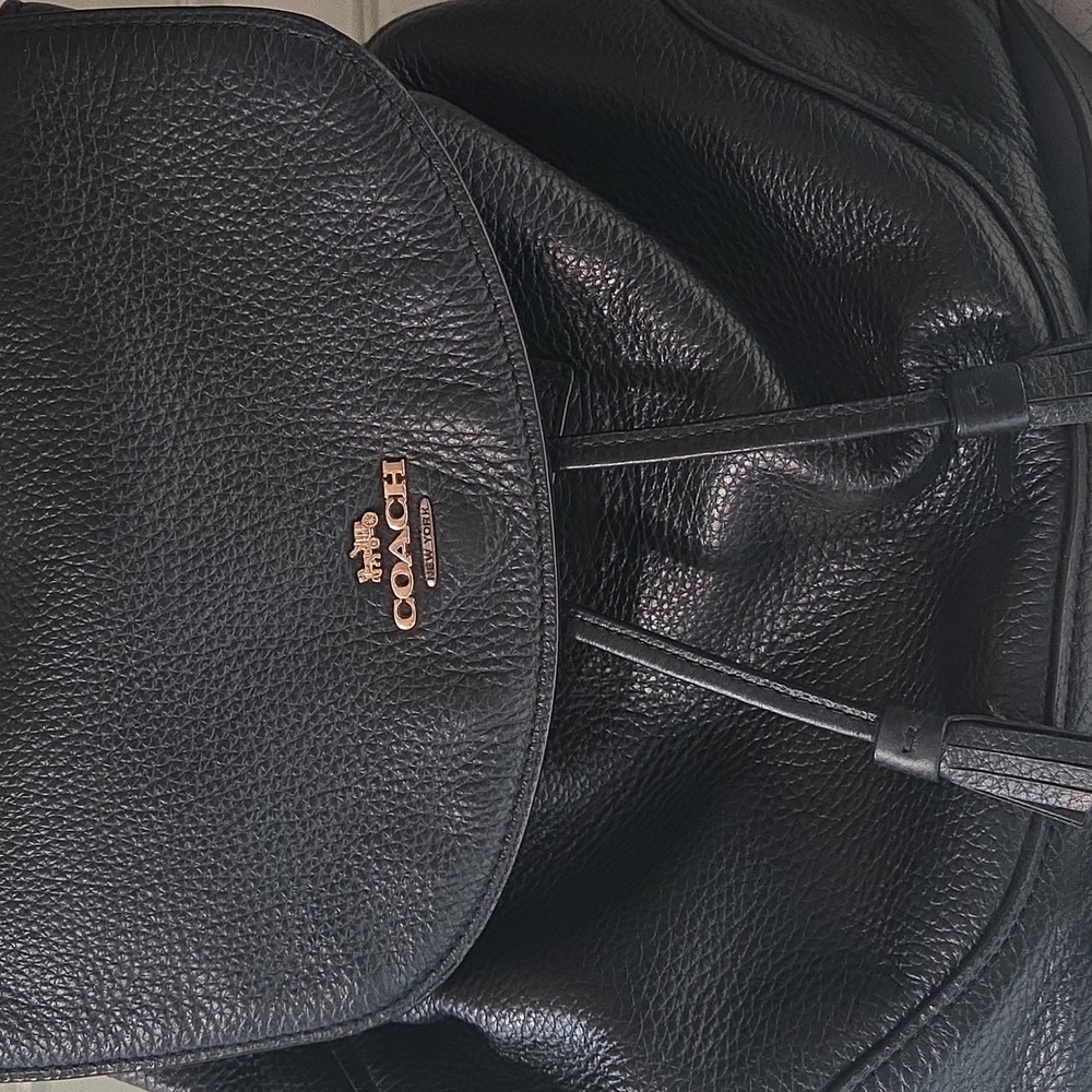 Coach Midnight Black Pebbled Leather Backpack - Picture 2 of 6